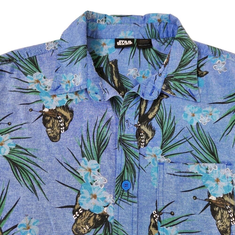 Star Wars Blue Tropical Print Short Sleeve Button-Down Shirt - Picture 3 of 8